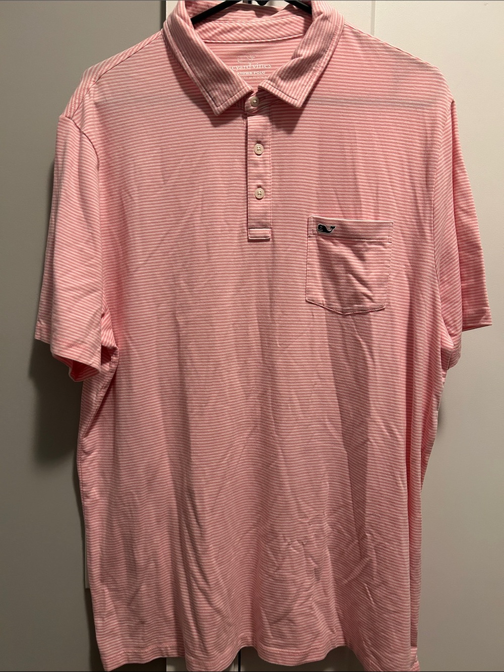 Vineyard Vines Pink and White Thin-Striped Men’s Polo